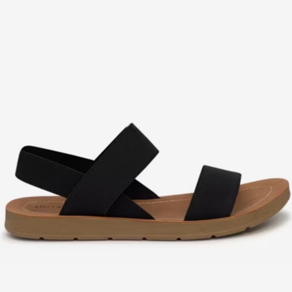 EUC Kelly & Katie Women’s Aria Flat Strappy Sandals Black and Tan Size 8 - Picture 3 of 6